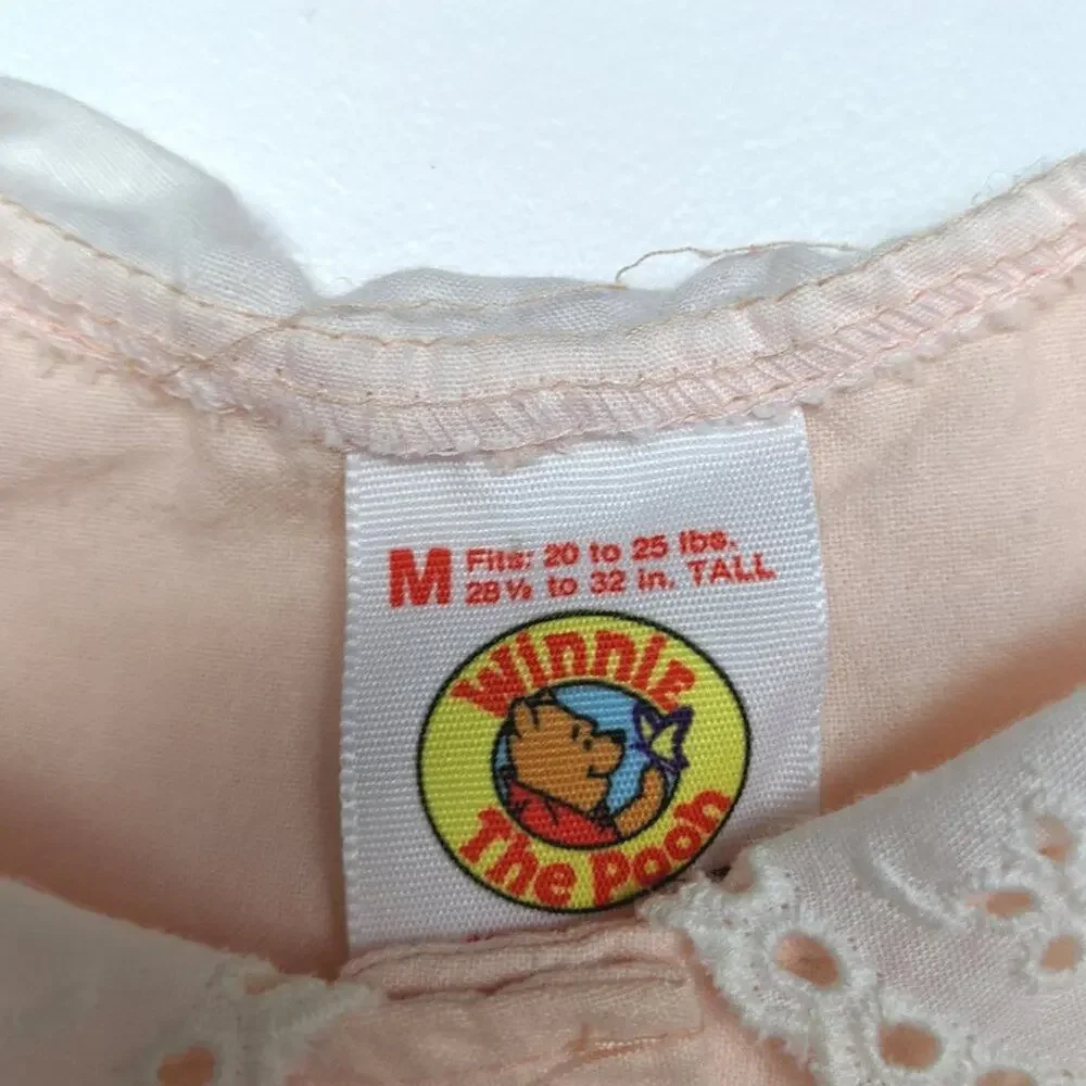 Vintage Winnie the Pooh Romper Jumpsuit Baby Girls Size 12m Peach